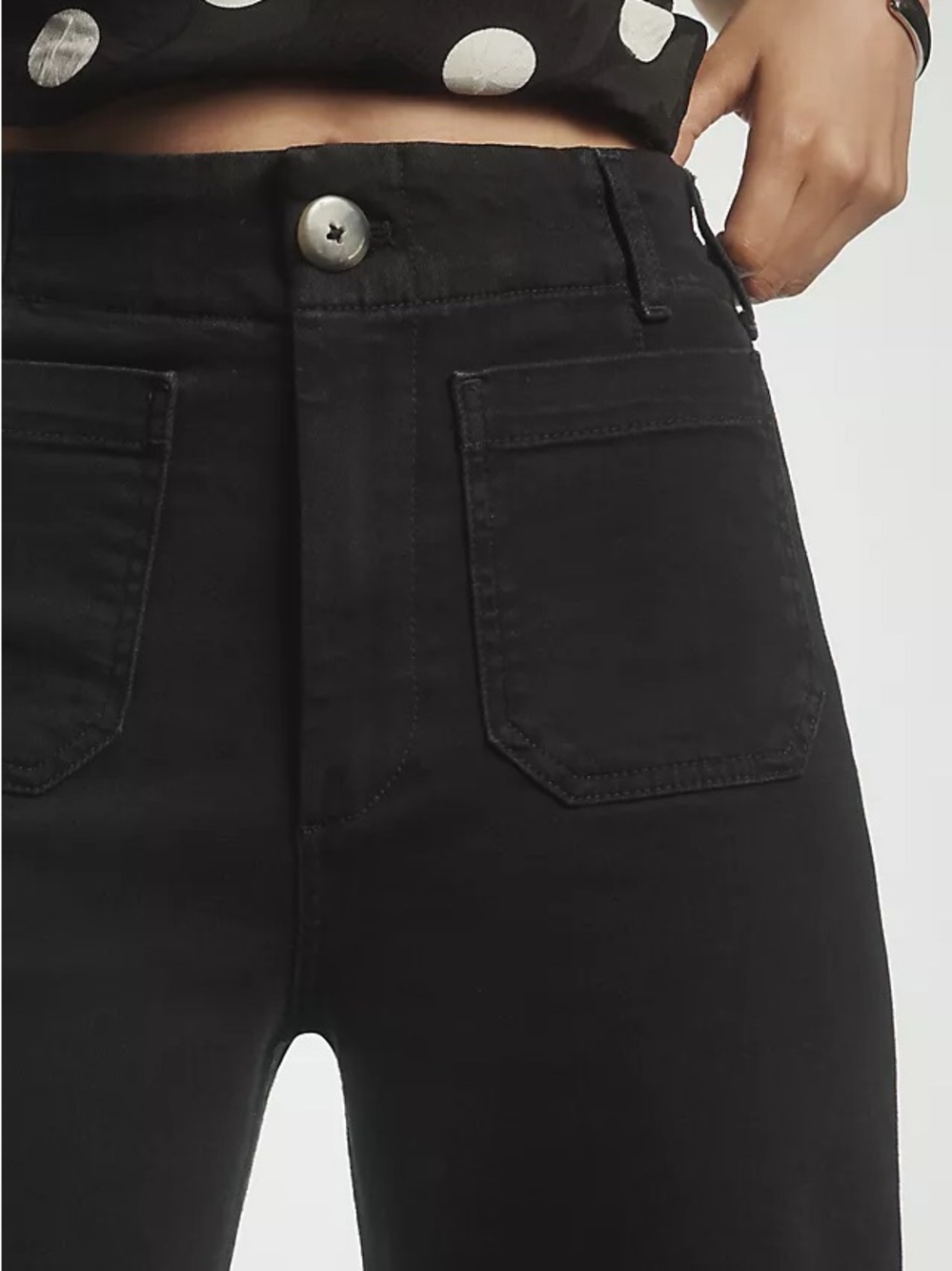 Maeve The Collette Black Cropped Wide-Leg Jeans Size 30 - Picture 3 of 6